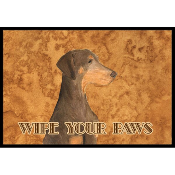 Carolines Treasures 24 X 36 In. Chocolate Natural Eared Doberman Wipe Your Paws Indoor Or Outdoor Mat SS4899JMAT - main